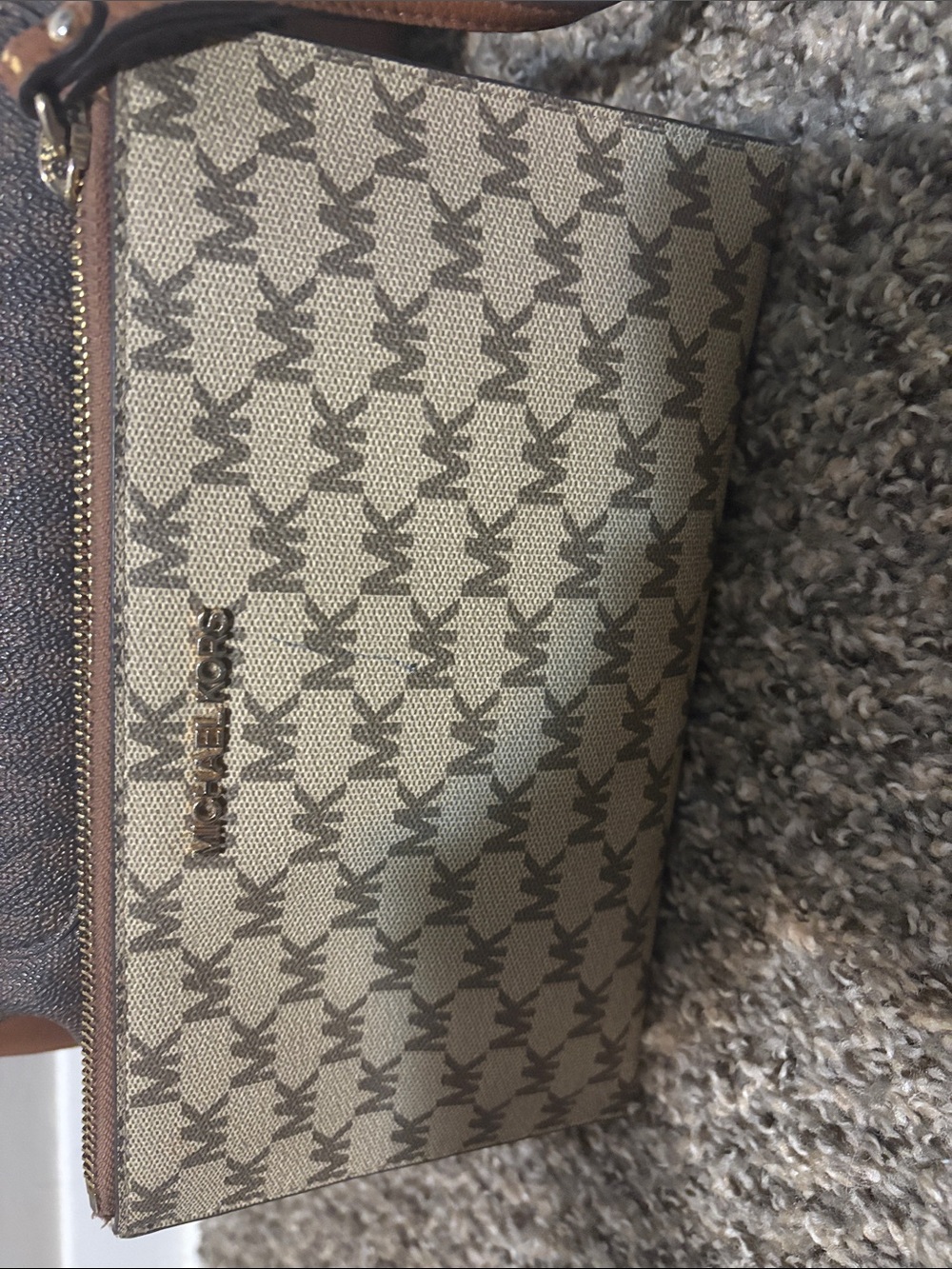 Michael Kors Brown Logo Tote with Tan Trim and Matching Wristlet - Picture 7 of 11